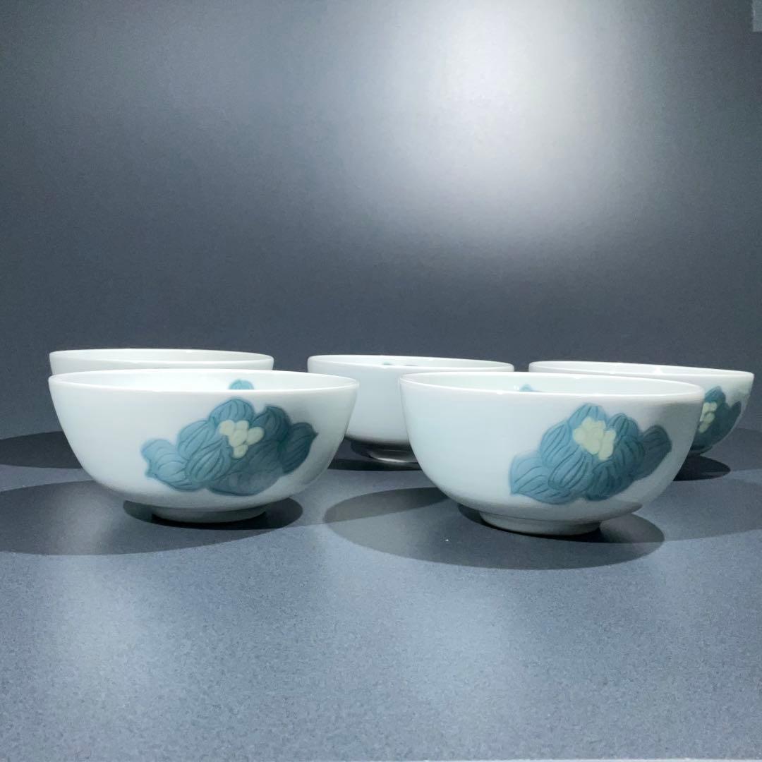 小鉢５客組　島田文雄　彩磁ふきのとう文　東京藝大教授　R0963お15
