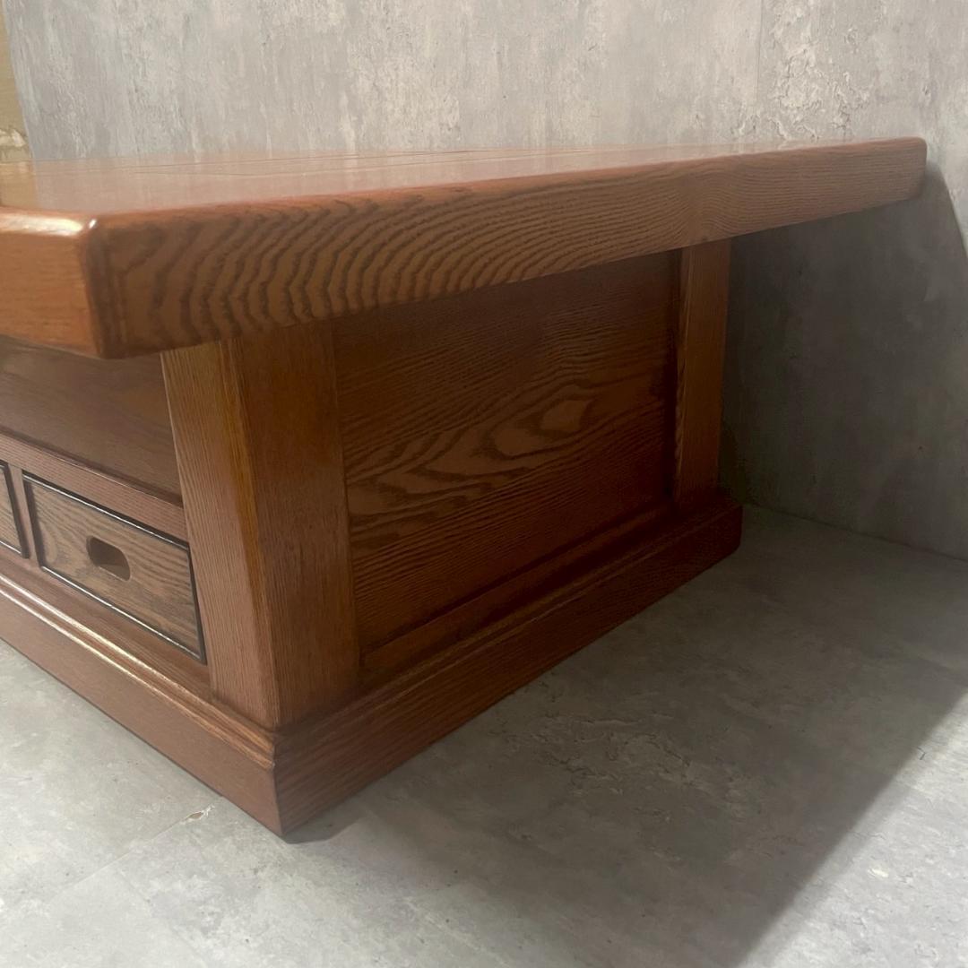 昭和レトロ アンティーク関西長火鉢 古民家家具 総欅無垢材 テーブル