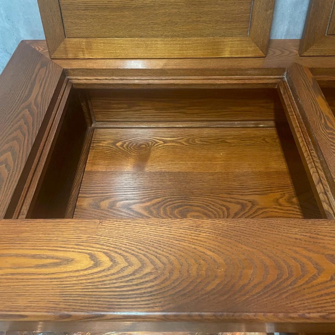 昭和レトロ アンティーク関西長火鉢 古民家家具 総欅無垢材 テーブル