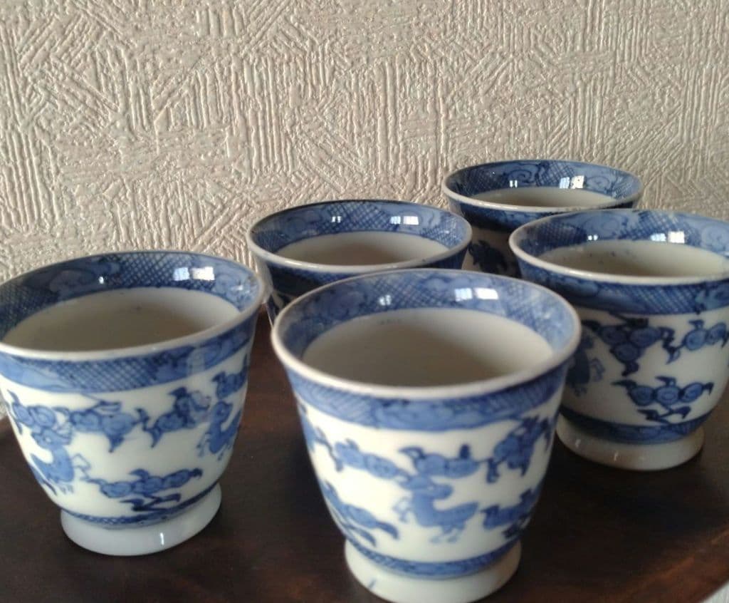 古伊万里染付麒麟文煎茶碗蕎麦猪口五客