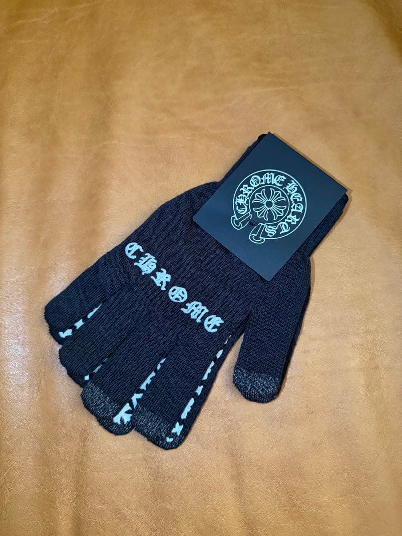新品 CHROME HEARTS クロムハーツ グローブ ロゴ 手袋 ブラック