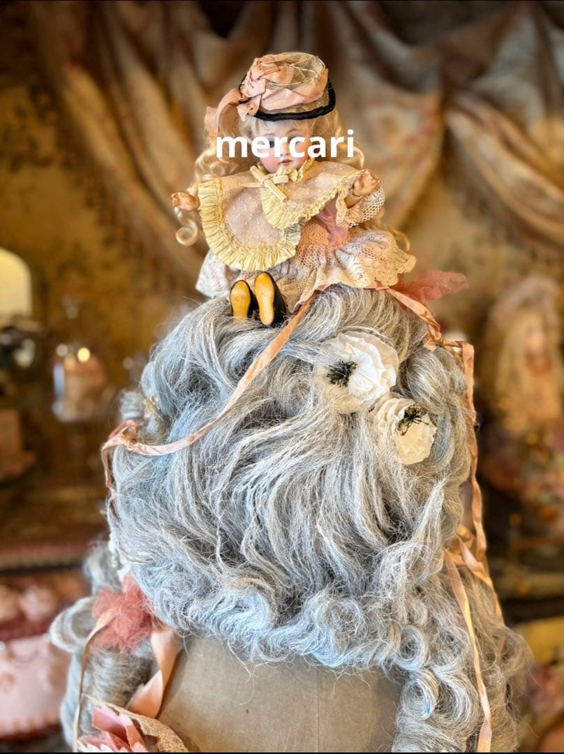 フランス　アンティーク　ヴィンテージ　希少　オペラ　ロココ　ウィッグ