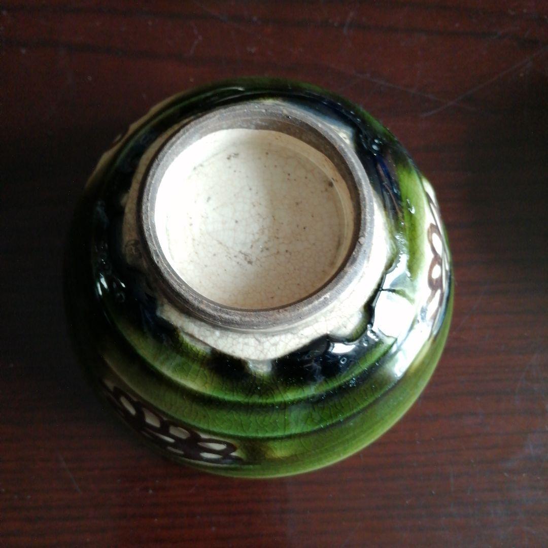 瀬戸焼　加藤丈助　織部蓋付茶碗　5客　12cm　大正〜昭和初期