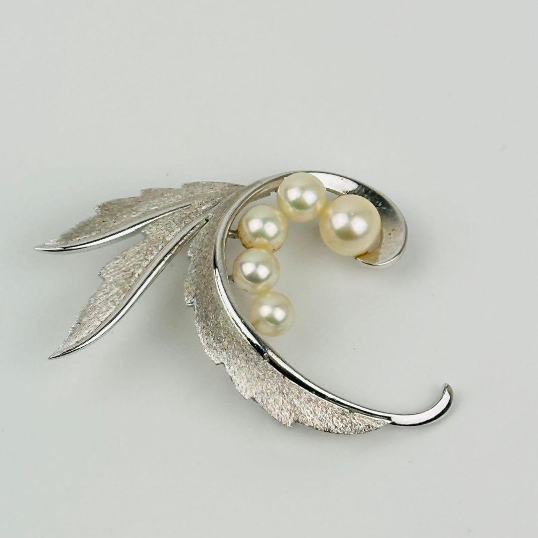 ミキモト　上品　シルバー パール ブローチ 約5cm アクセサリー