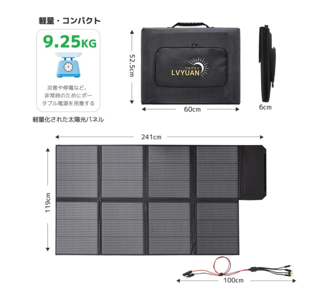 LVYUAN(リョクエン)400W 折り畳み式 ソーラーパネル