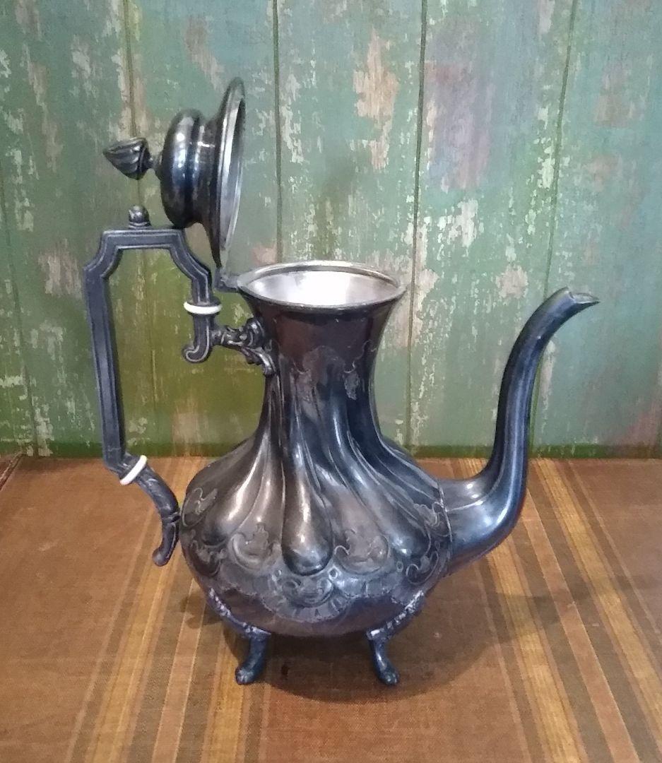 フランスアンティークシルバーコーヒーポットティーポットアール・ヌーヴォーロココ