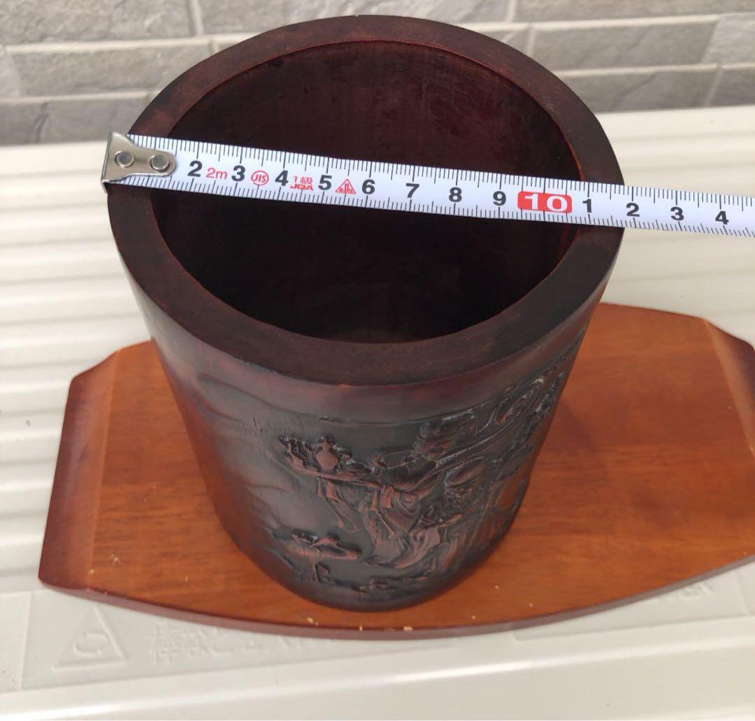 清時代　文房具 竹彫筆入 骨董品 美術品
