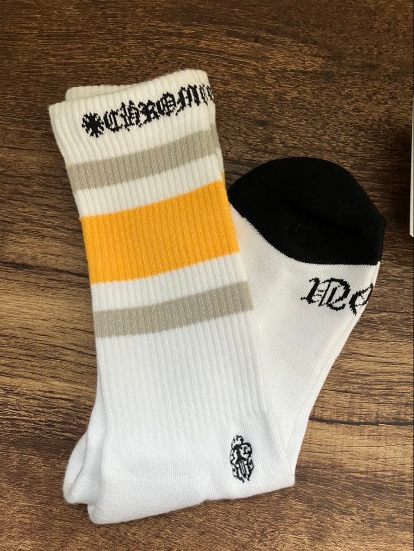 CHROME HEARTS 靴下 ライン ボーダー 白 Mサイズ 新品未使用