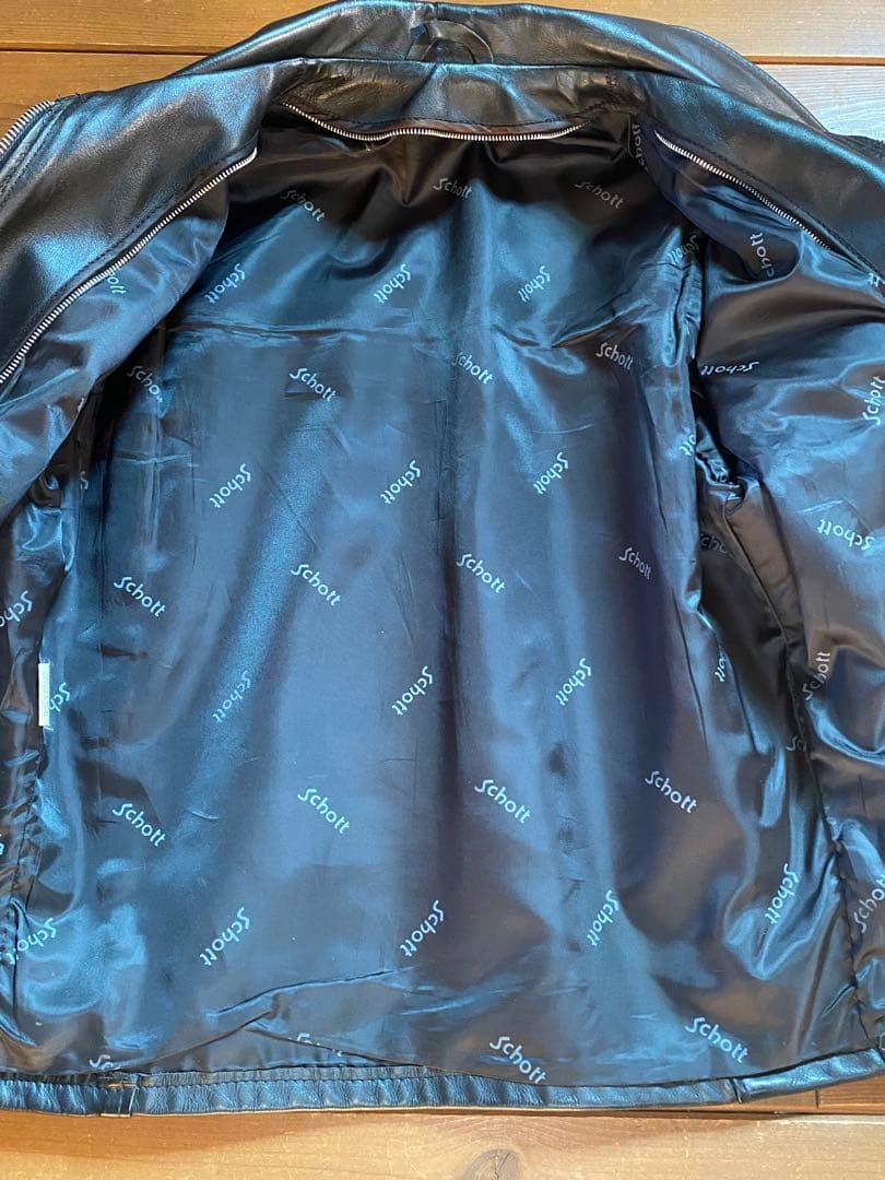 90's Schott 642 襟付きシングルライダースジャケット　size38