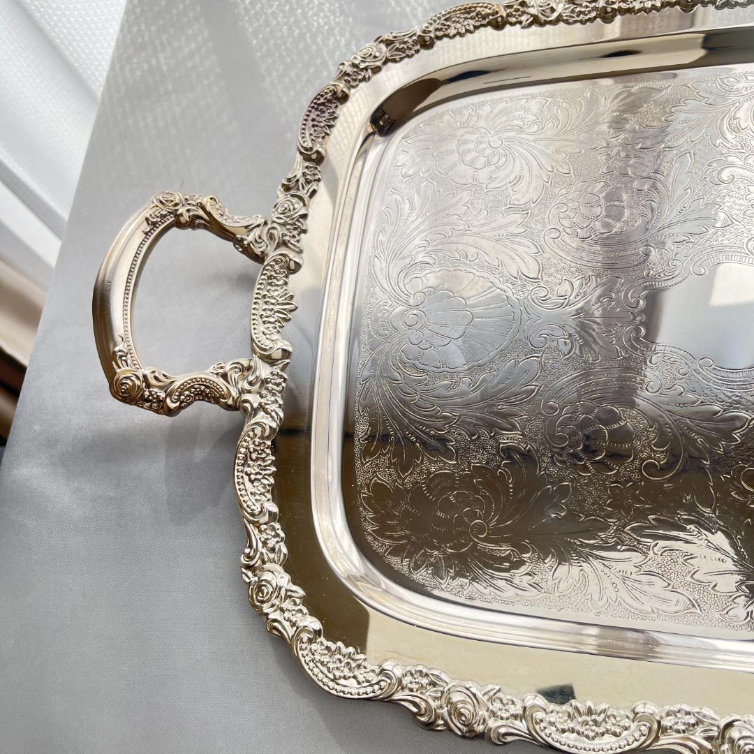 【ONEIDA】ギャラリートレー【シルバープレート】61cm ハンドル 大型