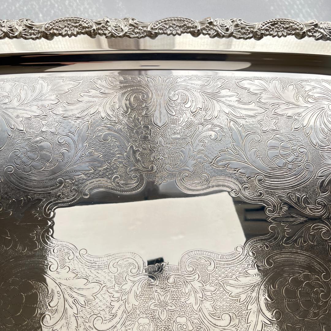 【ONEIDA】ギャラリートレー【シルバープレート】61cm ハンドル 大型