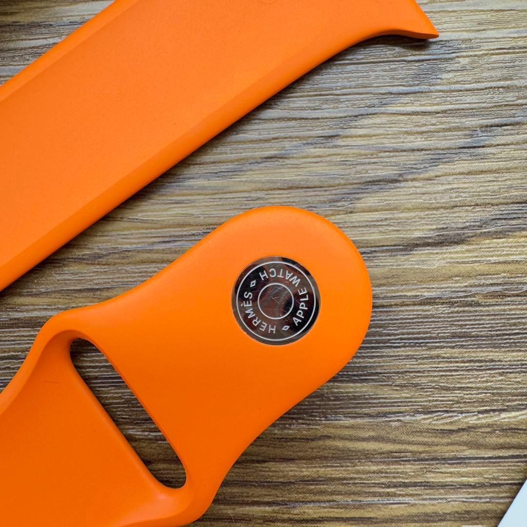 2247 Apple Watch エルメス　オレンジ　ラバー　スポーツ　シリコン