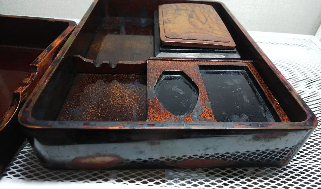 【紫檀】赤間関住 盛信作の硯　硯箱