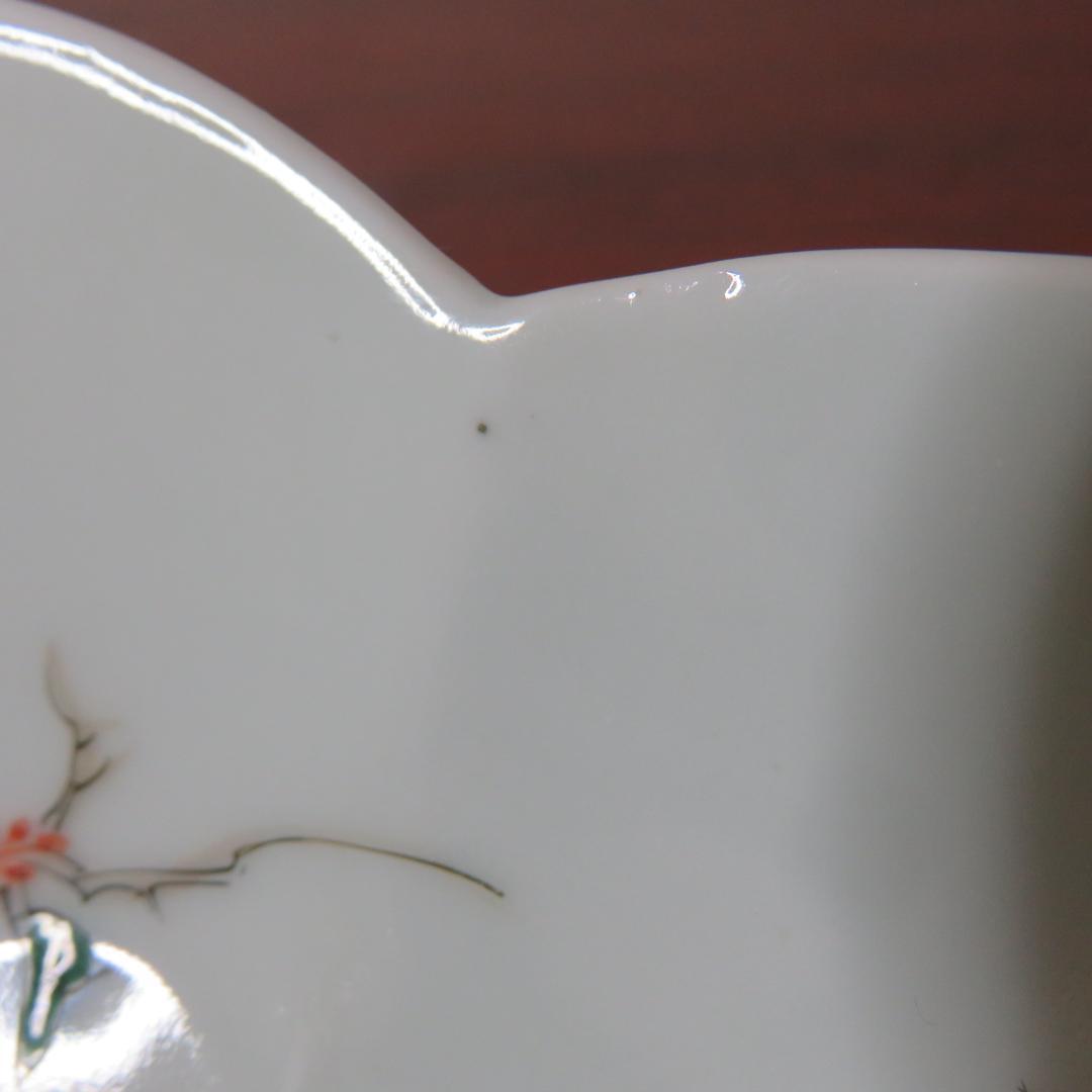 花型 中皿 白磁 色絵付 明治前後 鳳凰 希少品 4枚 古伊万里