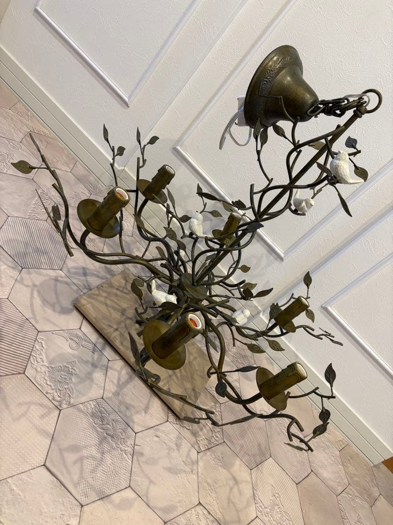 ORRB-オーブ ブロンズ製植物モチーフ6灯シャンデリア