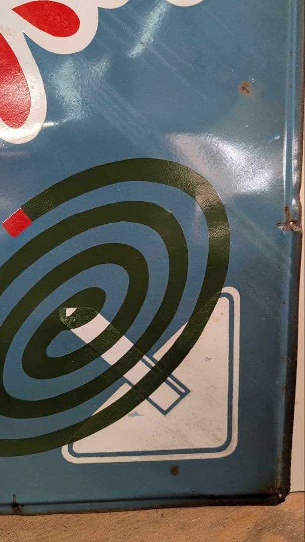 アンティーク看板 青地 赤白グラフィック