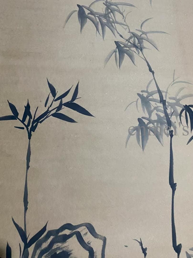 中国古美術 清代 鄭板橋款 墨竹画 掛軸 宣紙 唐物 書画 水墨画 竹の絵