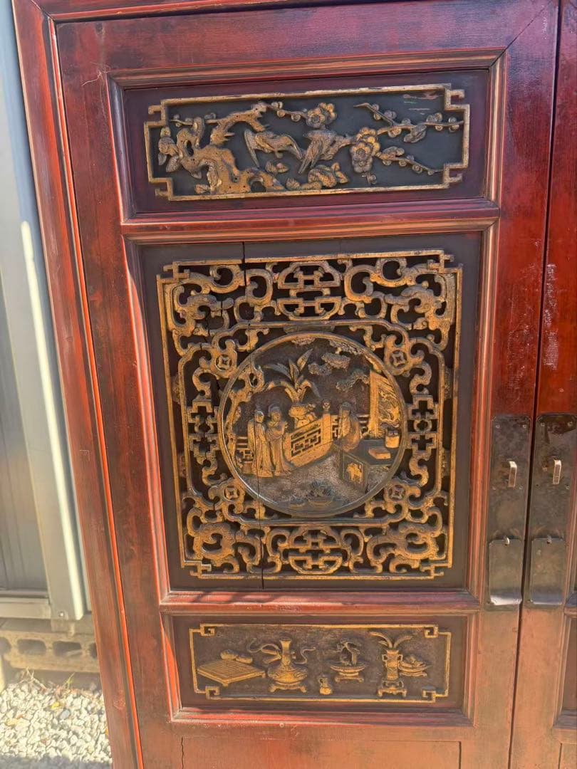 中国　清時代末期〜民国期　箪笥　漆金彫　福建省　アンティーク家具251215