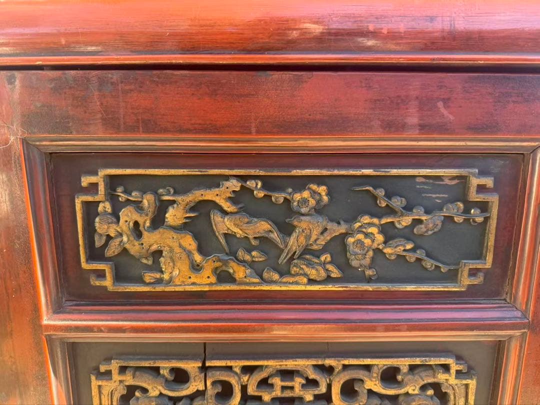 中国　清時代末期〜民国期　箪笥　漆金彫　福建省　アンティーク家具251215