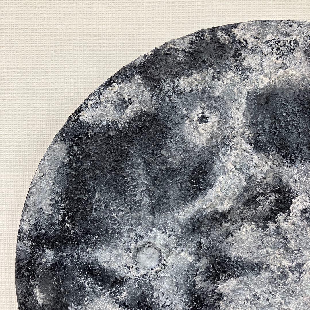 絵画　アクリル画　原画　月影　げつえい　テクスチャーアート　月　モノクロ　Ｓ.Ｉ