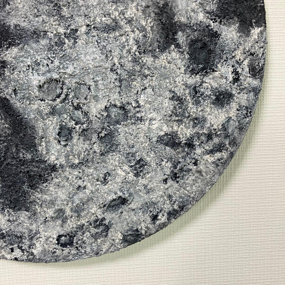絵画　アクリル画　原画　月影　げつえい　テクスチャーアート　月　モノクロ　Ｓ.Ｉ