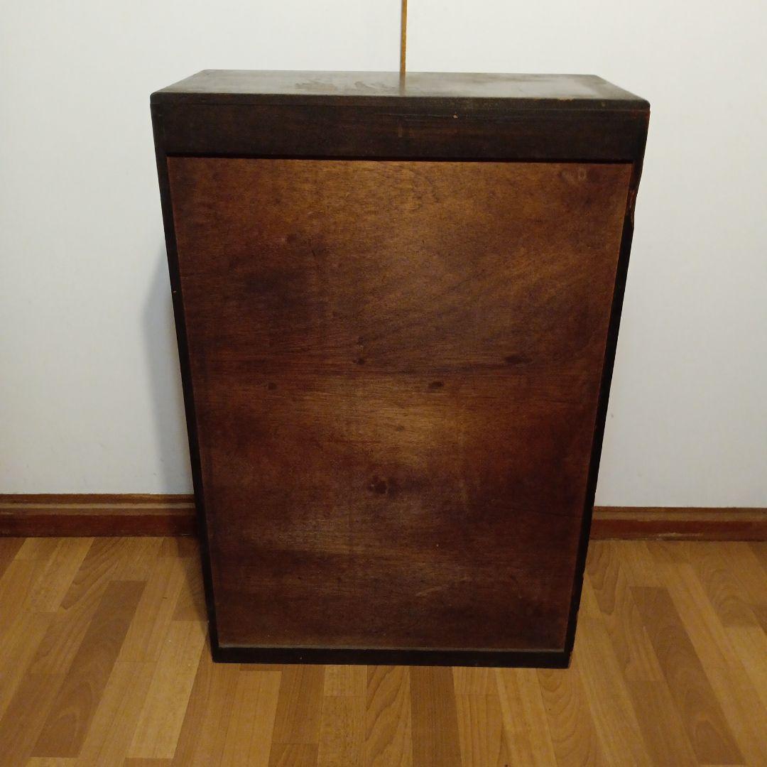 ガラスキャビネット　昭和レトロ　ガラス棚　小引き出し