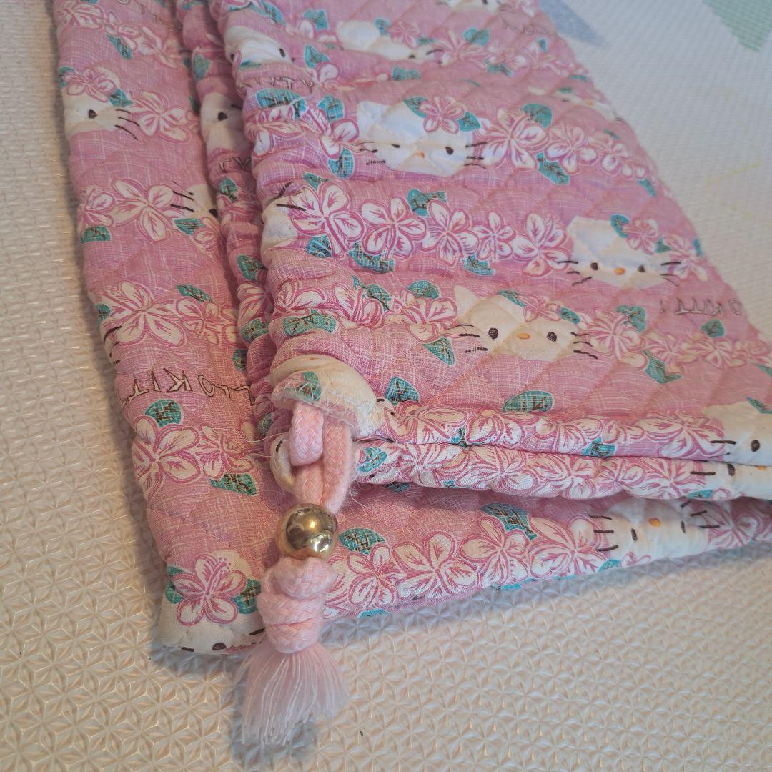 キティちゃん キルティング　巾着袋 ピンク　ビッグサイズ　手提げバッグ　レア　布