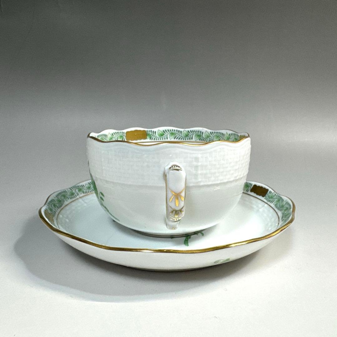 ヘレンド アポニー・ヒストリック・グリーン ティーカップ&ソーサー 2客