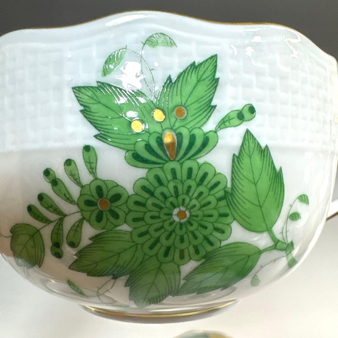 ヘレンド アポニー・ヒストリック・グリーン ティーカップ&ソーサー 2客