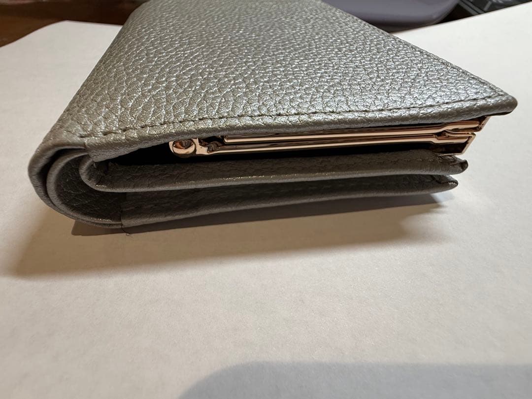 皇居　シルバー　二つ折り　がま口　財布