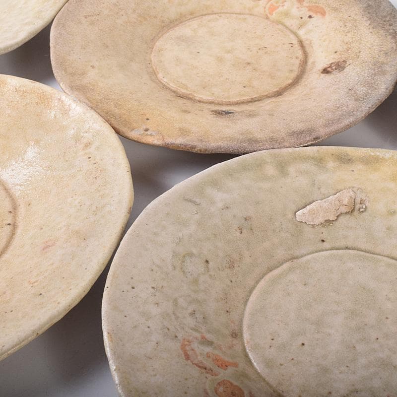 瀬戸焼　古瀬戸　銘々皿　五客　在銘　時代箱付　D　R8256