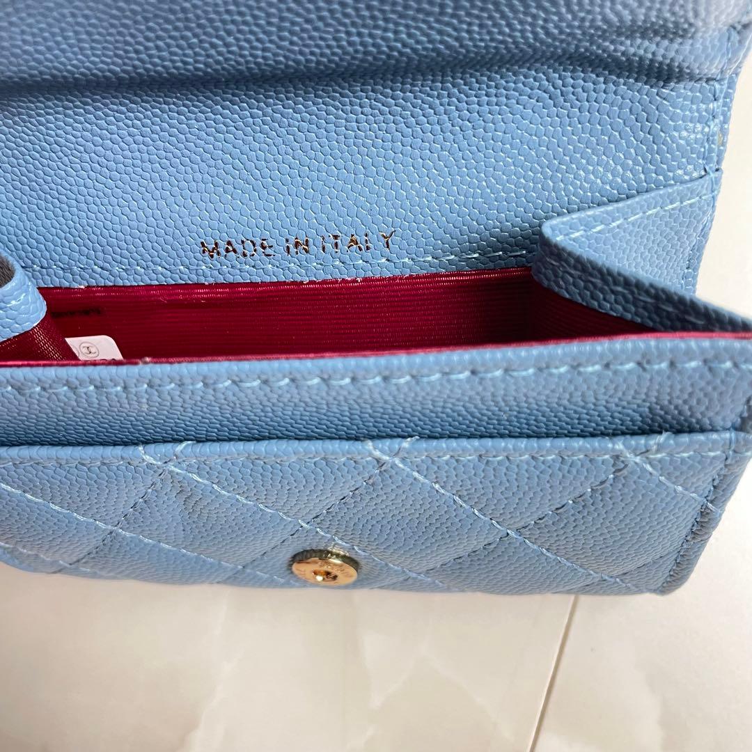 財布　ミニ　キャビアスキン　ブルー