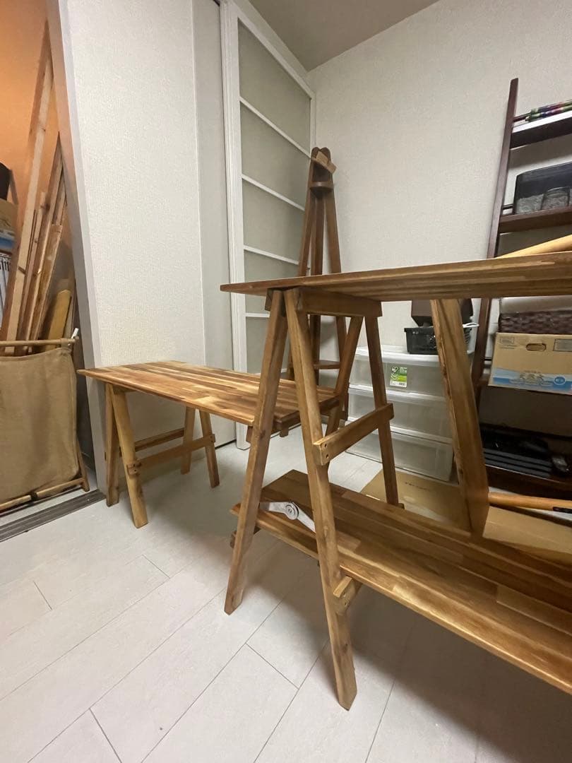 折りたたみ式自然木テーブル