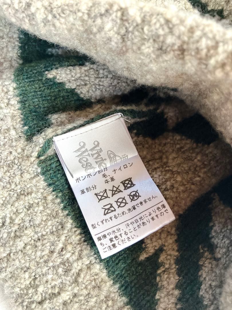 【美品】Vivienne Westwood ウールニット帽　グレージュ オリーブ