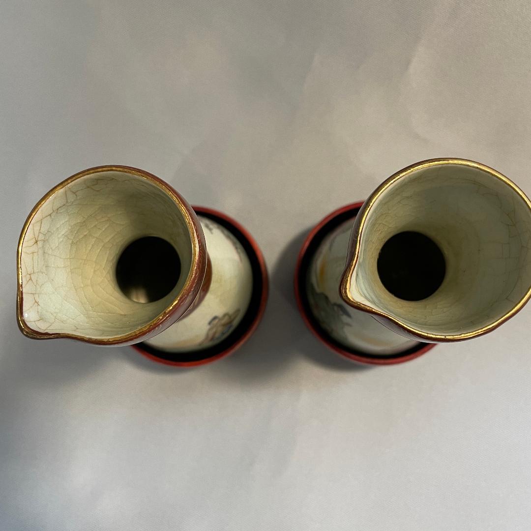 京の骨董品です！清水焼 雅の徳利と塗の袴 2組4点 K2186