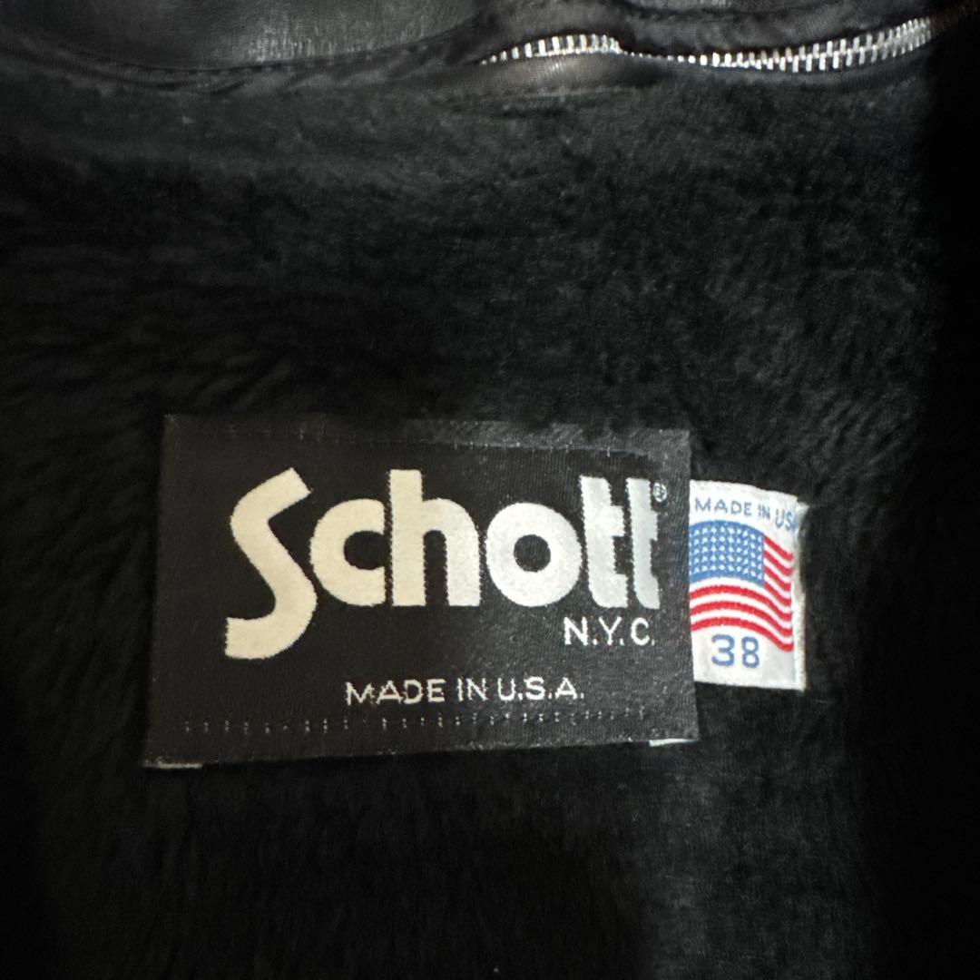美品✨schott 642 レザージャケット　シングルライダース　牛革　38 黒