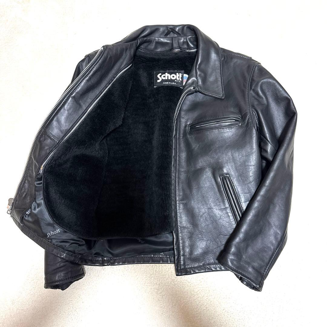 美品✨schott 642 レザージャケット　シングルライダース　牛革　38 黒