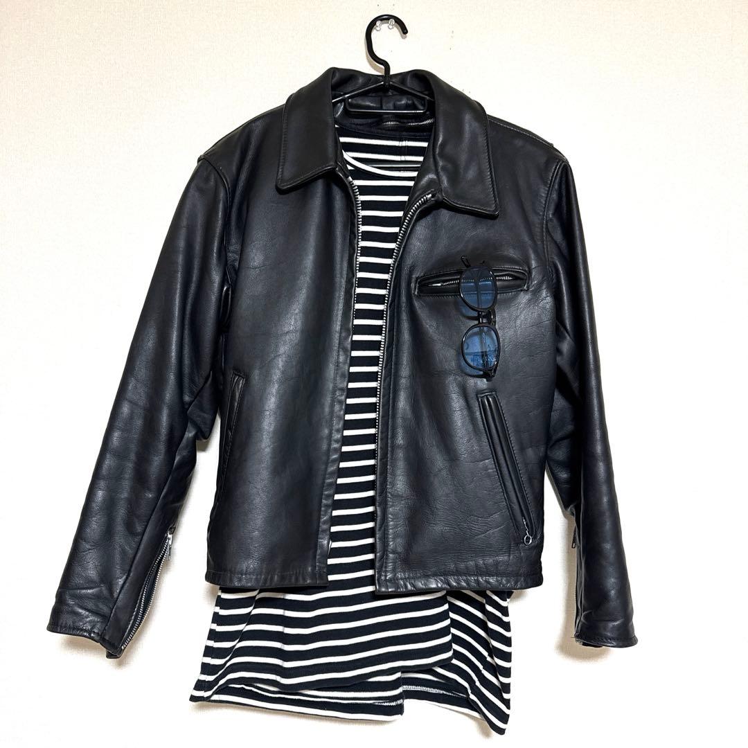 美品✨schott 642 レザージャケット　シングルライダース　牛革　38 黒
