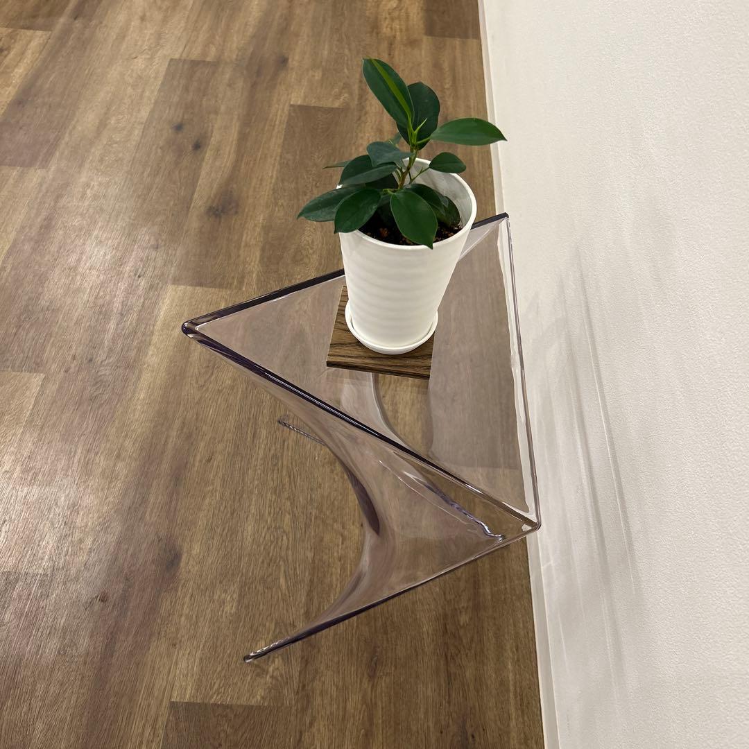 新品☆おしゃれサイドテーブル 花台 ナイトテーブル クリア モダン オブジェ