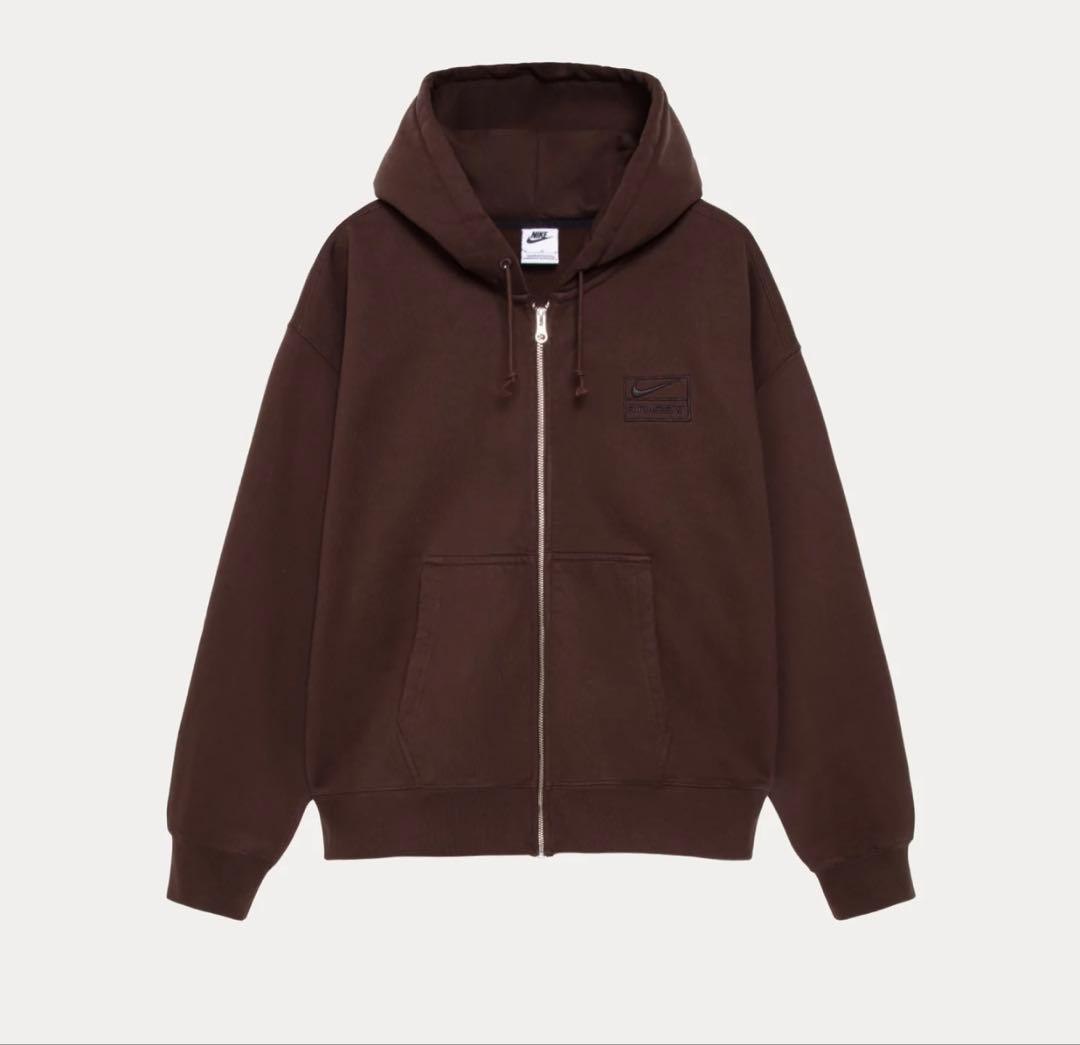 STÜSSY x ナイキ フルジップウォッシュ加工フリースパーカーLサイズ新品