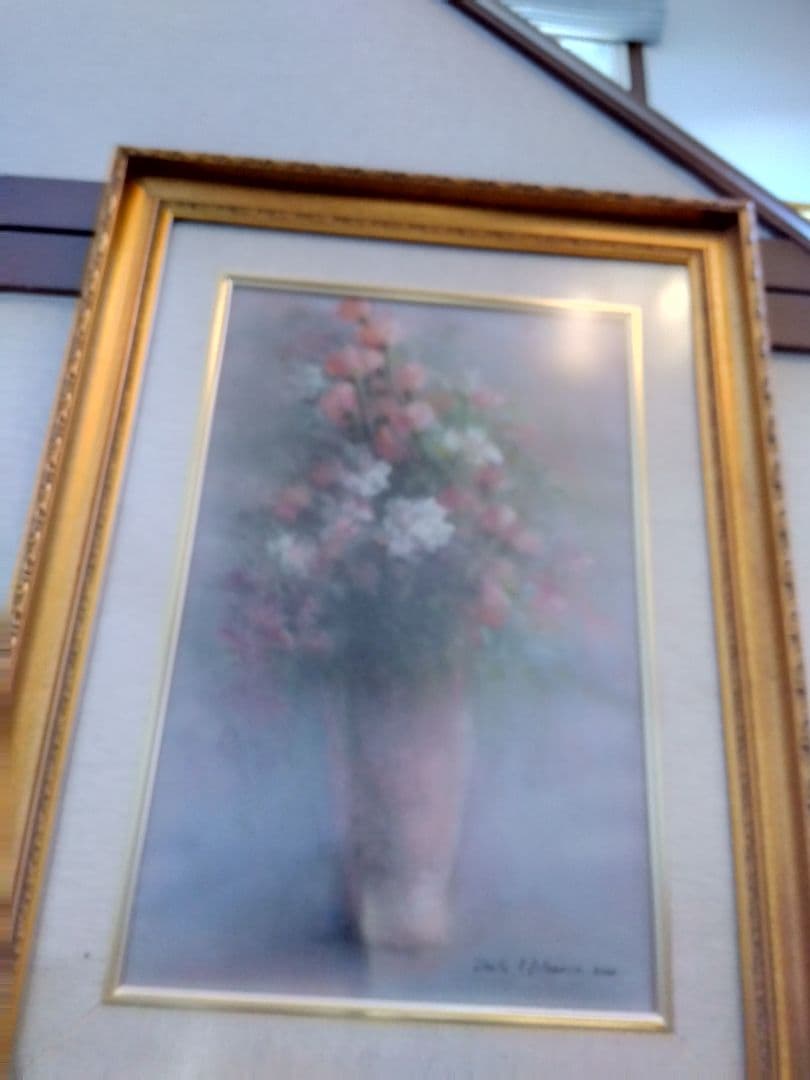 花瓶のパステル画