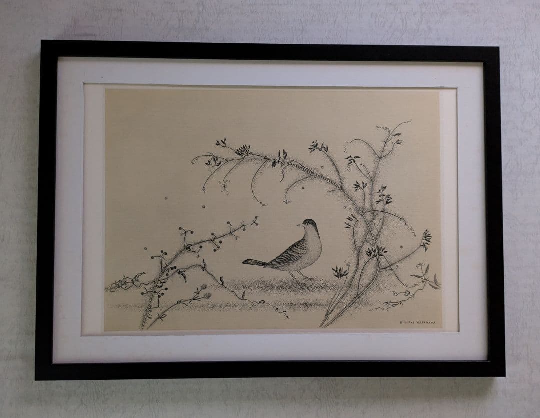 j長谷川潔の500部限定作品 「野辺小禽」真作保証