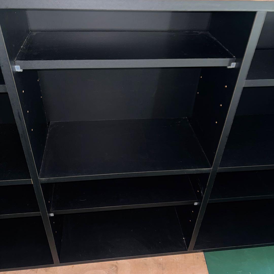 大型オープンラック 黒と木目調