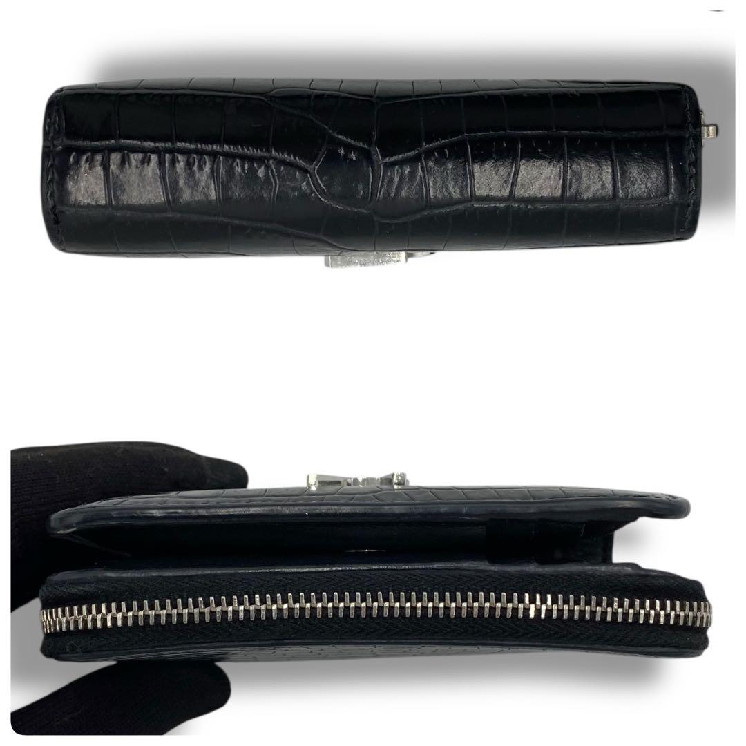 美品 サンローラン YSL カサンドラ レザー 財布 折財布 ウォレット 型押し