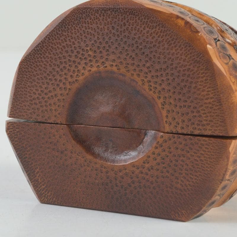 茶道具　竹工師　海野宗泰作　根竹香合　紫野　松長剛山極め箱　V　9614