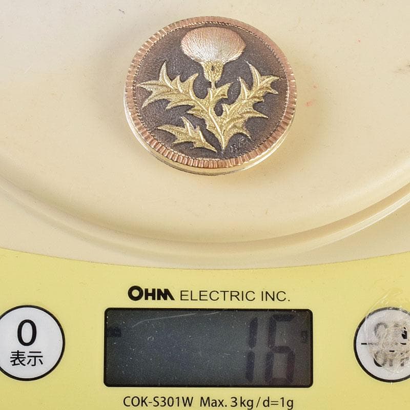 和装小物　彫金　大津陽信作　蒲公英文　帯留　共箱　C　R9042