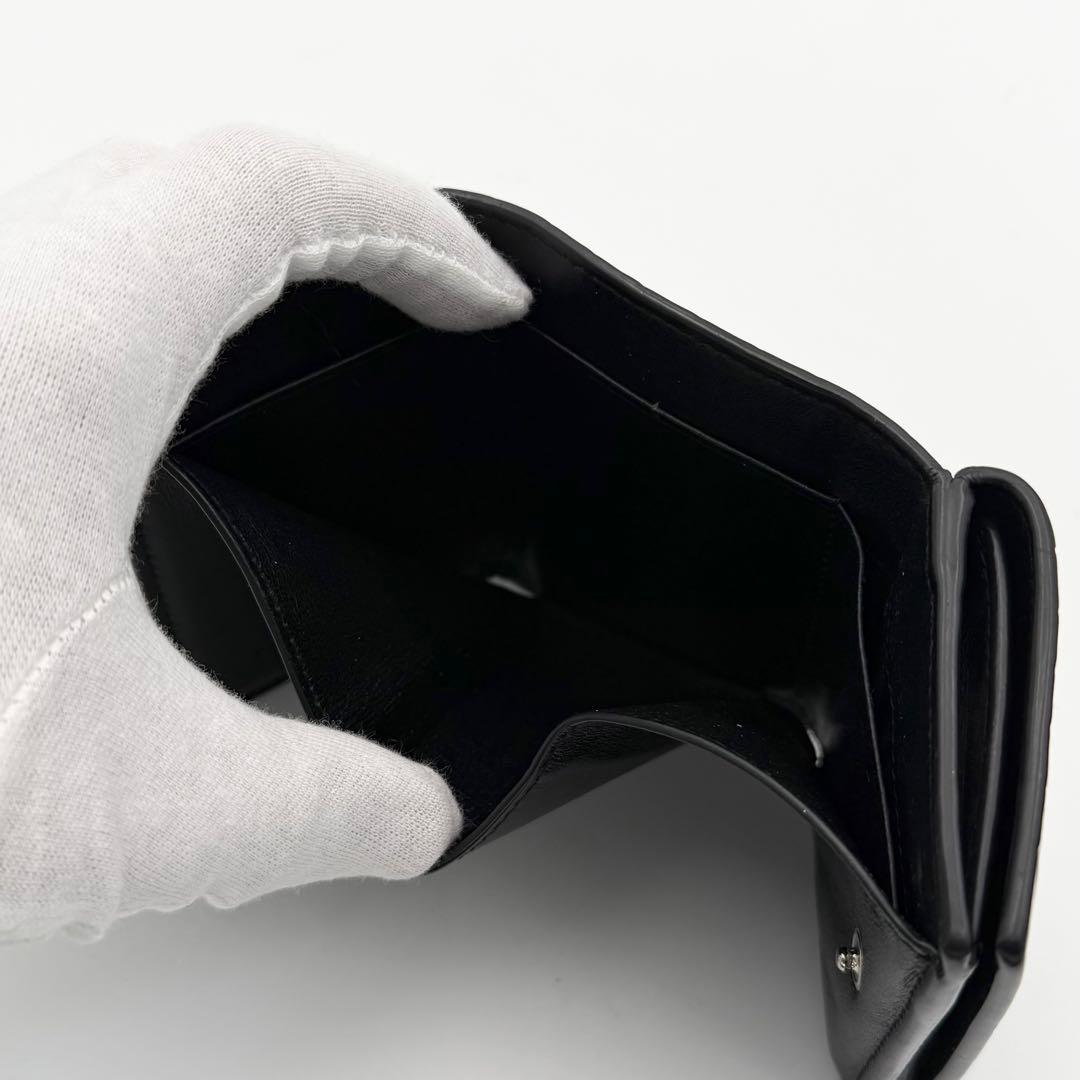 美品✨ Saint Laurent 3つ折り財布 クロコ型押し ブラック レザー