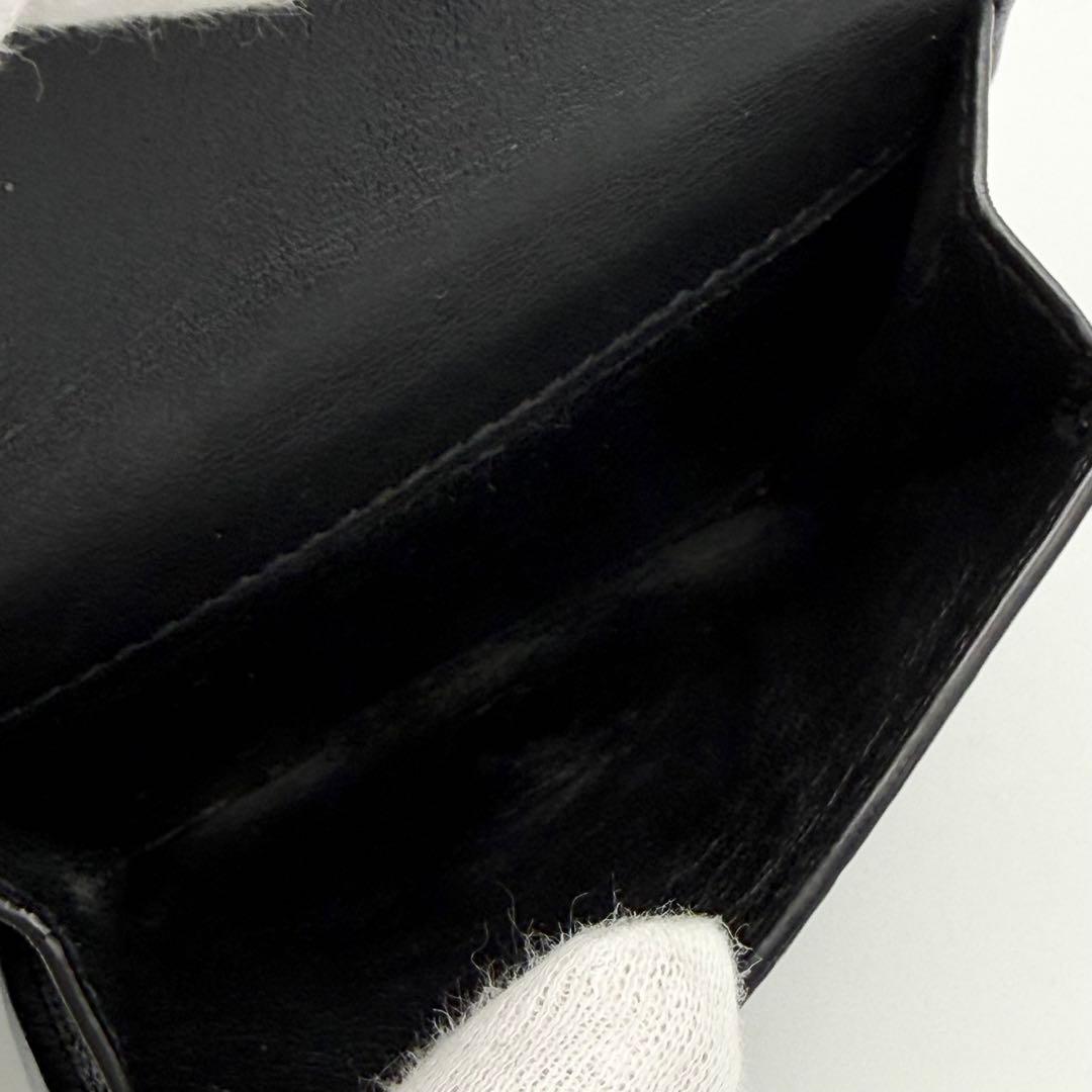 美品✨ Saint Laurent 3つ折り財布 クロコ型押し ブラック レザー