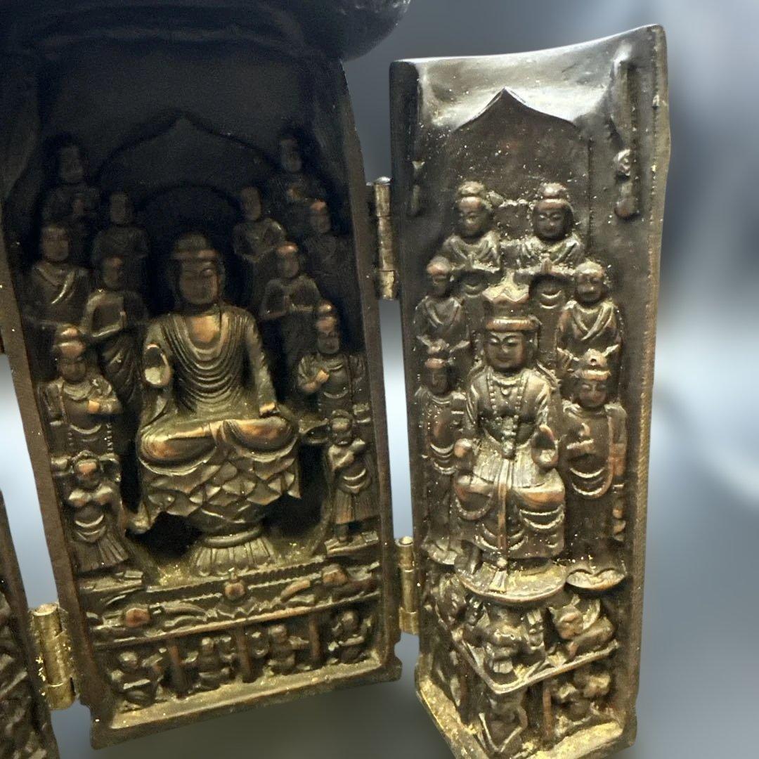 古董 置物 中国 仏像 三面仏像 彫刻