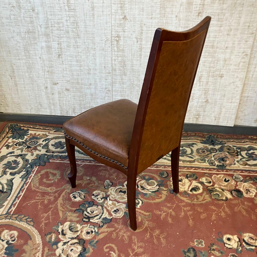 ②北欧レトロ マルニ木工 木製椅子 鋲打ちダイニングチェア ロビーチェア 古家具